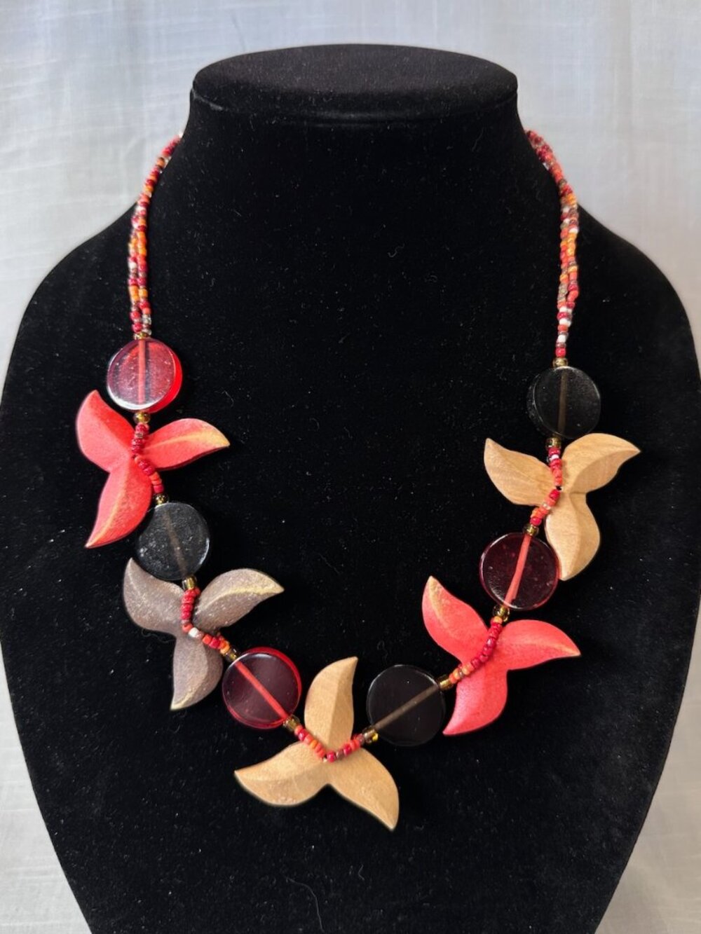 Vintage Wood and Plastic Beaded Necklace